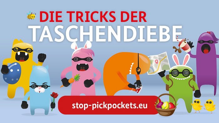 Stop Pickpockets - Kleine Taschendiebstahl Monster mit Ostereiern und Hasenohren