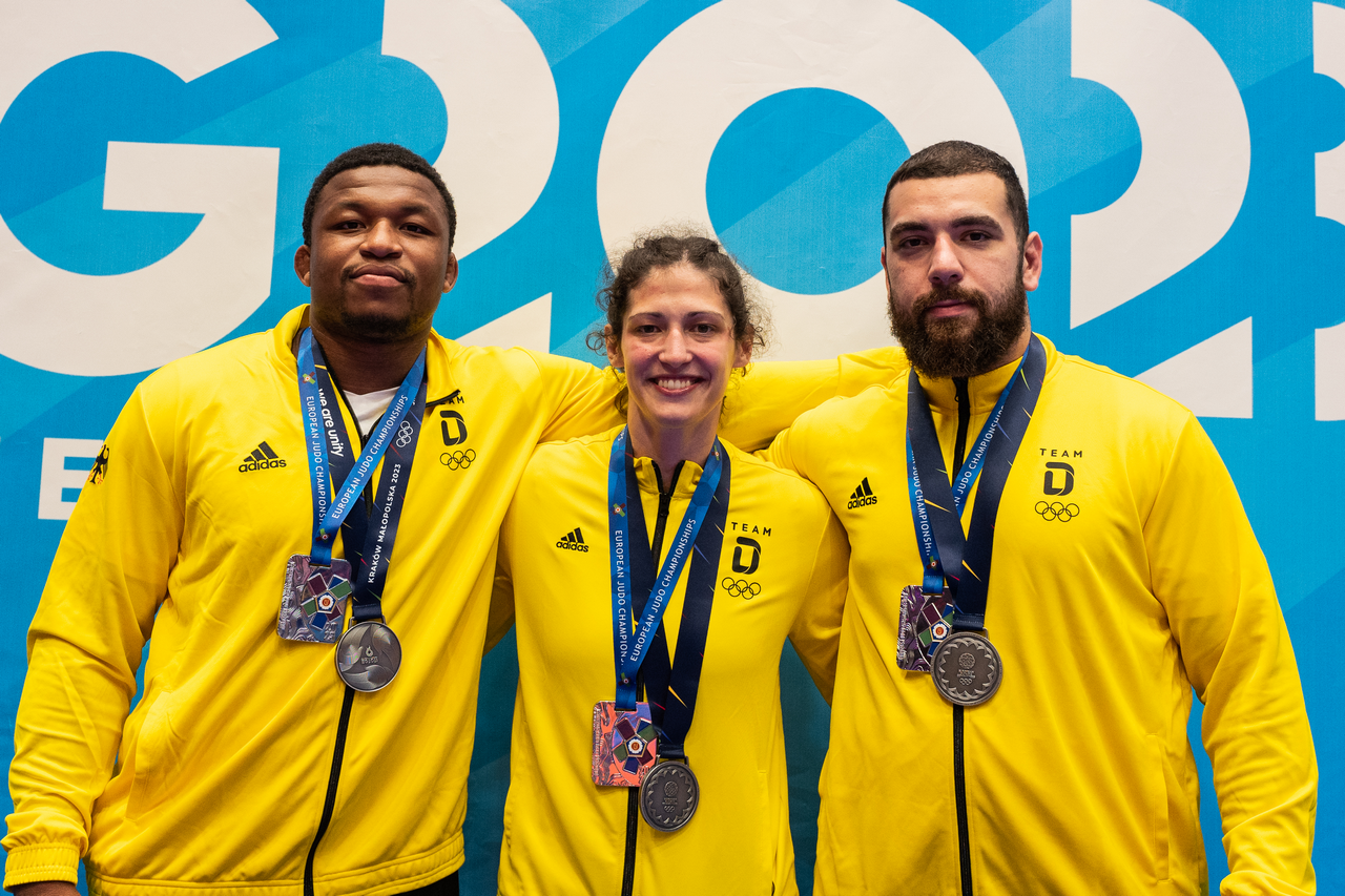 Losseni Kone, Miriam Butkereit und Erik Abramov (von links)