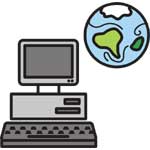 Computer und Weltkugel