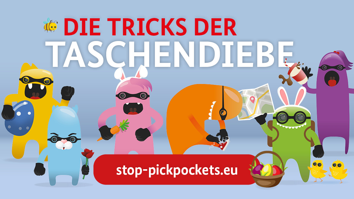 Stop Pickpockets - Kleine Taschendiebstahl Monster mit Ostereiern und Hasenohren